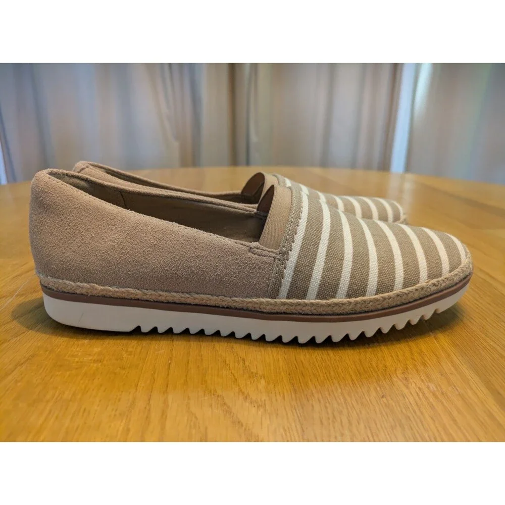 Clarks Serena Paige Loafers Shoes Womens 7 Tan Striped Suede Slip On 14786